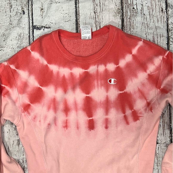 Champion Reverse Weave Crewneck Women's Top Tie Dye Pullover Sweatshirt - Picture 2 of 5